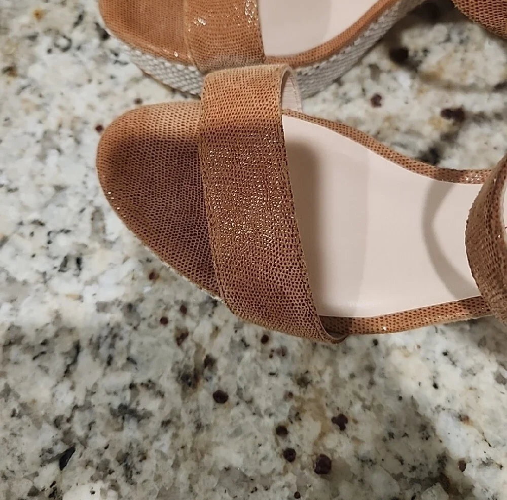 Sascha London Tan Suede Platform Ankle-Strap Heels